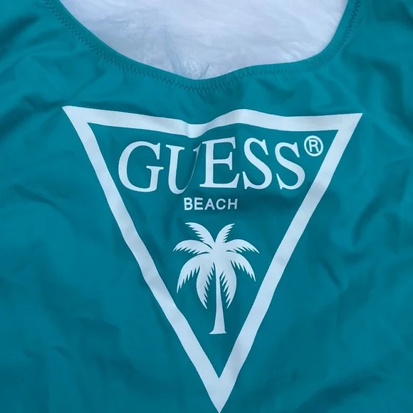 New GUESS Low Back One-Piece Logo Swimsuit SZ S